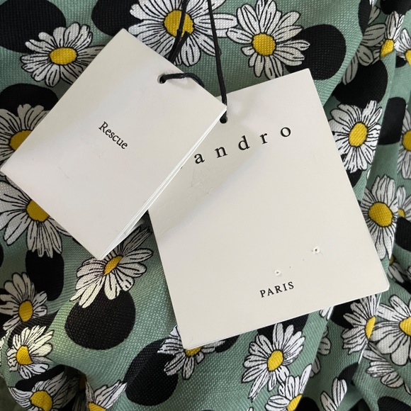 NWT SANDRO Angele Ruched Printed Daisy Mini Dress - Size 40 - Picture 11 of 14